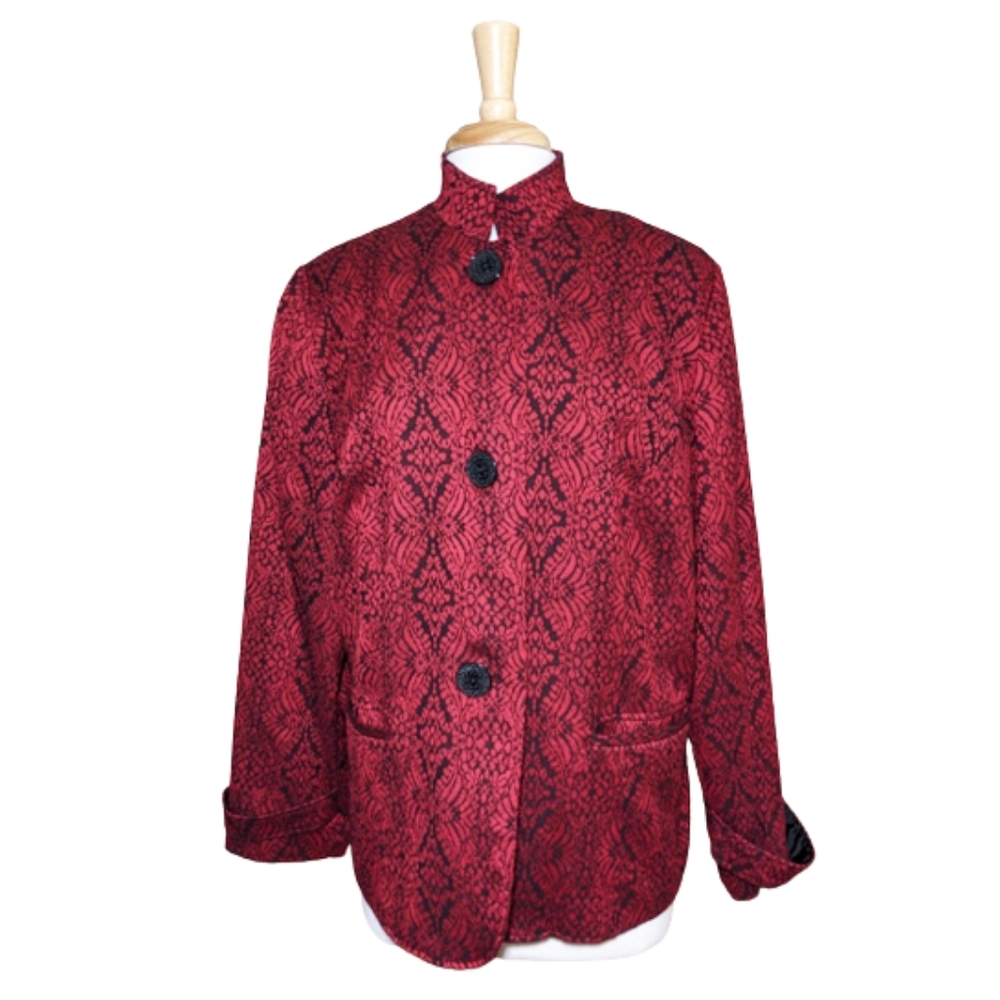 COLDWATER CREEK Ruby Red Jacquard Jacket/Blazer sz. 18W